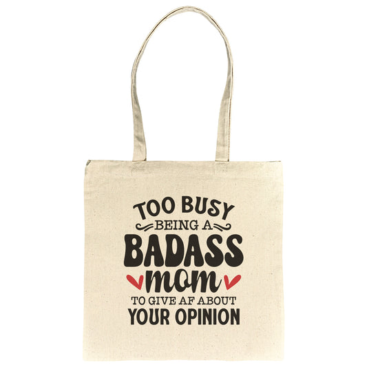 🌟Too Busy Being A Badass MomWhimsyWoven Custom Cotton Tote Bag! 🌟
