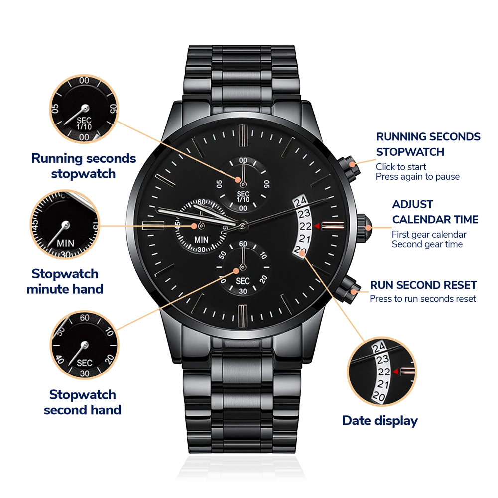 Men's Customized Black Chronograph Watch