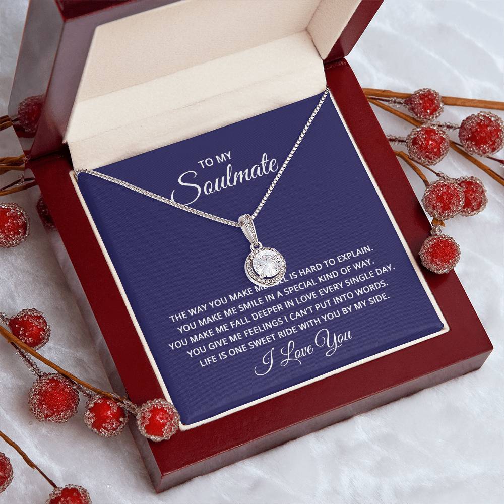 To My Soulmate - the way you make me feel is hard to explain Eternal Hope Necklace with Message Card for Wife