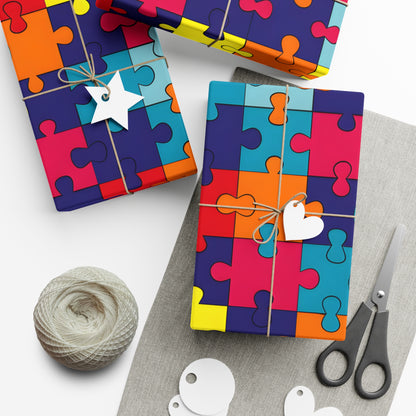 Autism Puzzle Pieces Design Gift Wrap