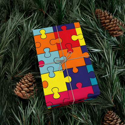 Autism Puzzle Pieces Design Gift Wrap