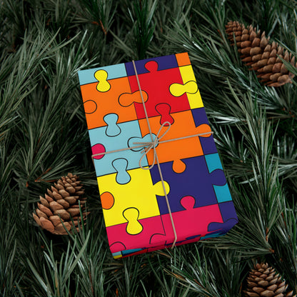 Autism Puzzle Pieces Design Gift Wrap