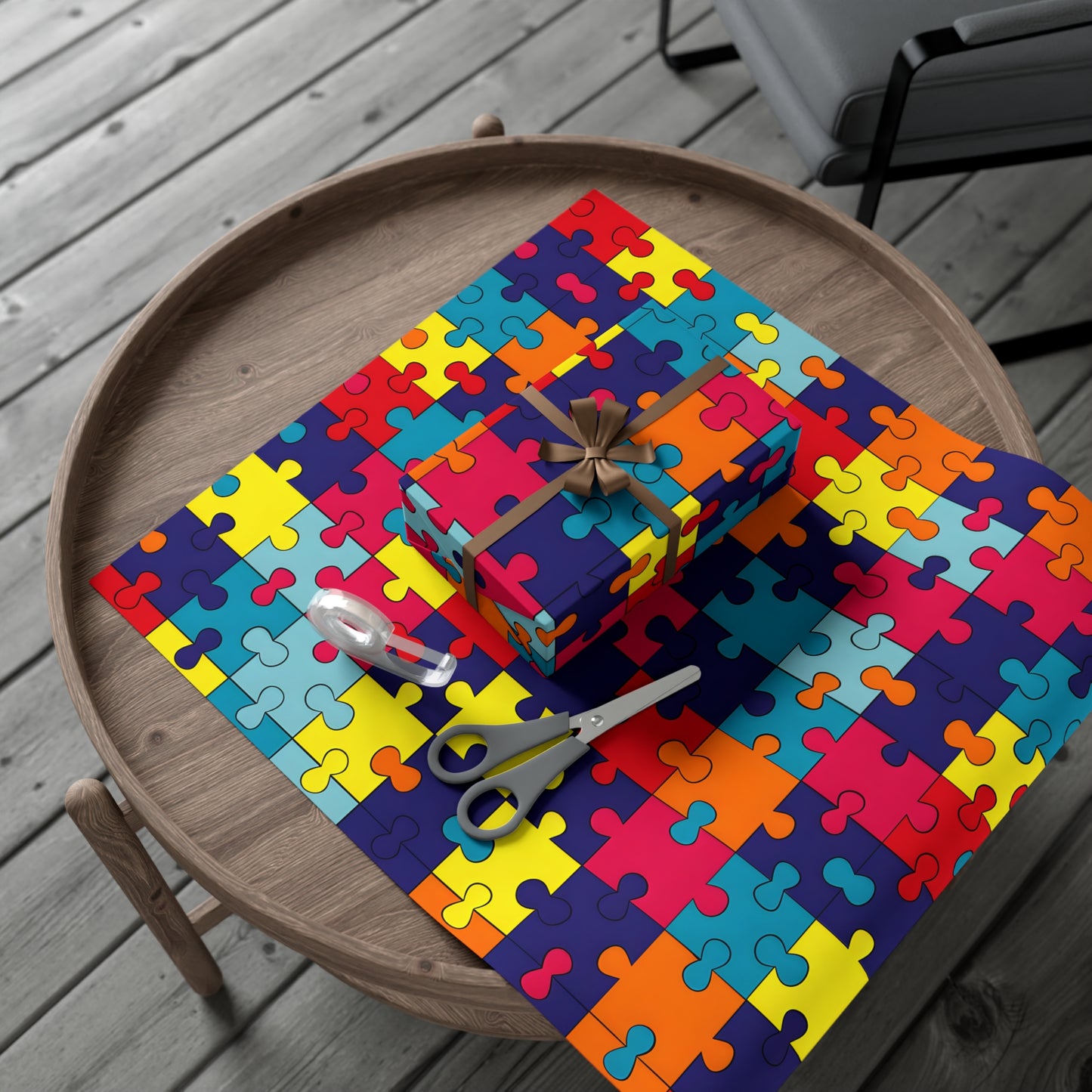 Autism Puzzle Pieces Design Gift Wrap