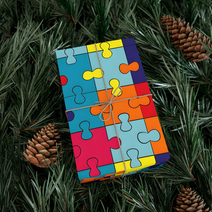 Autism Puzzle Pieces Design Gift Wrap