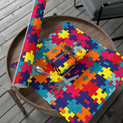 Autism Puzzle Pieces Design Gift Wrap