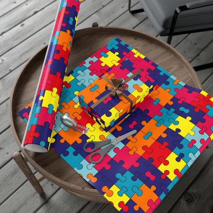 Autism Puzzle Pieces Design Gift Wrap