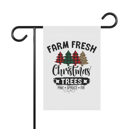 Farm Fresh Christmas Trees in Christmas Plaid Garden Banner