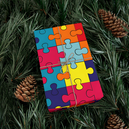 Autism Puzzle Pieces Design Gift Wrap