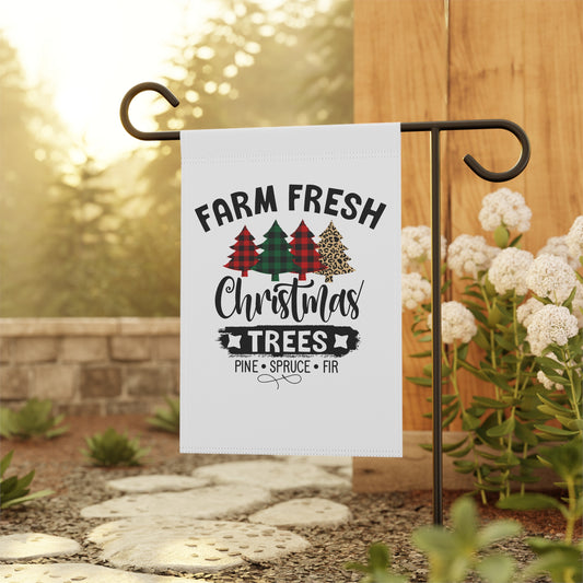 Farm Fresh Christmas Trees in Christmas Plaid Garden Banner