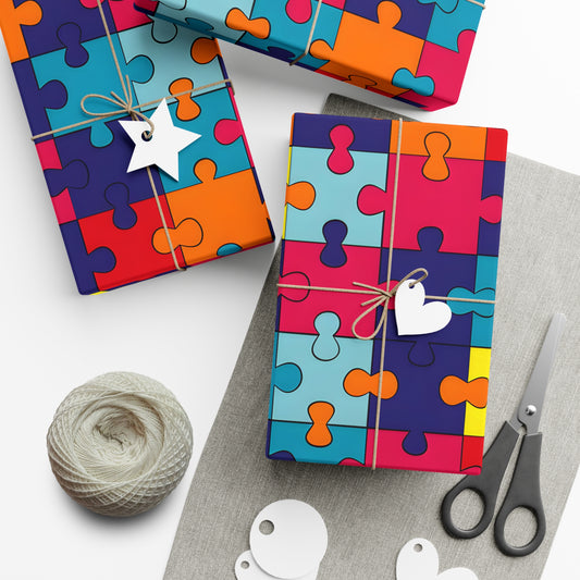 Autism Puzzle Pieces Design Gift Wrap