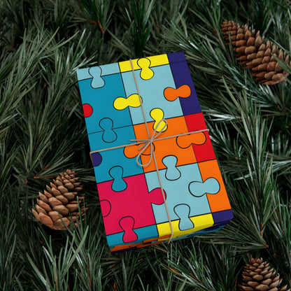 Autism Puzzle Pieces Design Gift Wrap