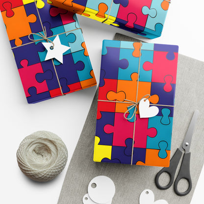 Autism Puzzle Pieces Design Gift Wrap