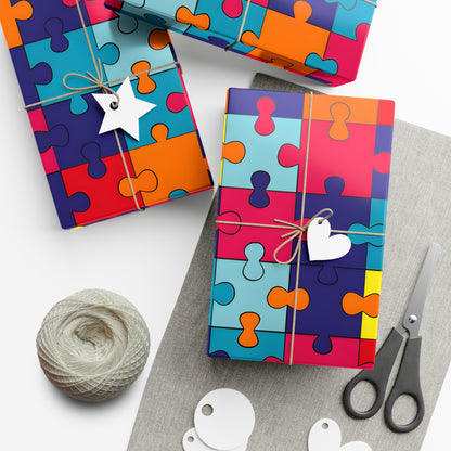 Autism Puzzle Pieces Design Gift Wrap