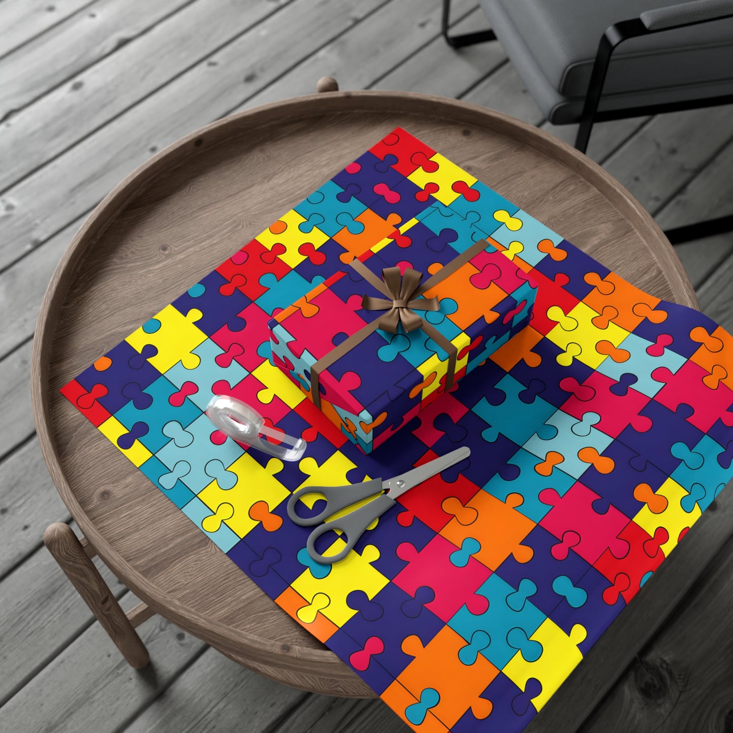 Autism Puzzle Pieces Design Gift Wrap