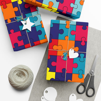 Autism Puzzle Pieces Design Gift Wrap