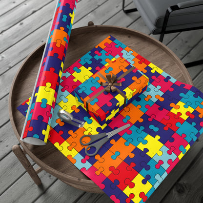 Autism Puzzle Pieces Design Gift Wrap