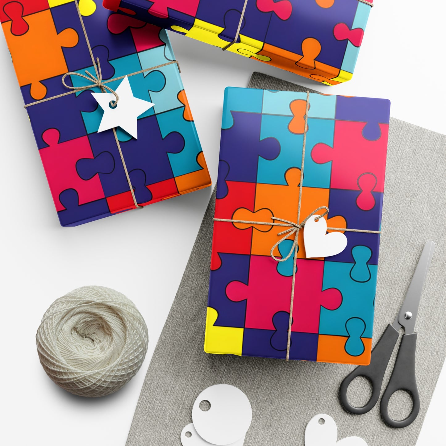 Autism Puzzle Pieces Design Gift Wrap