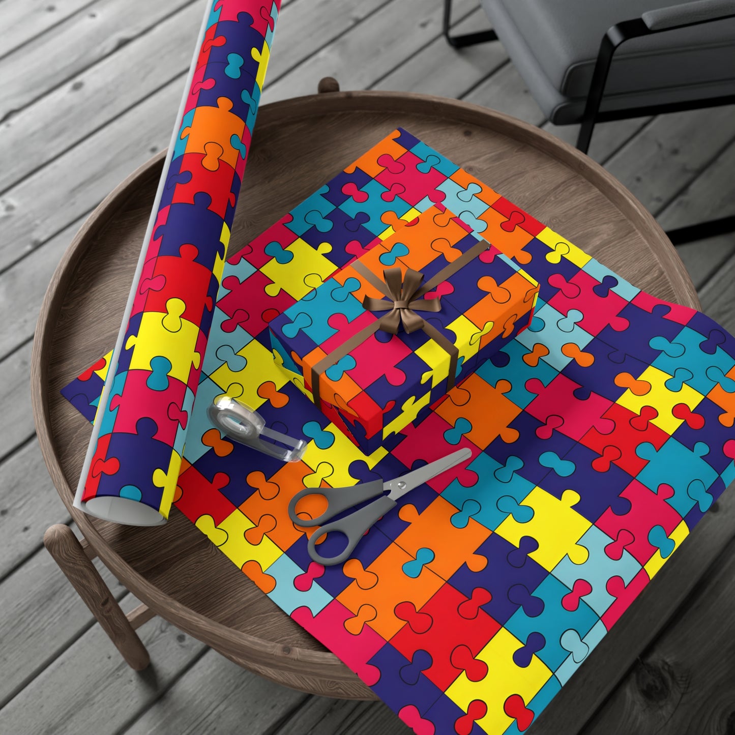 Autism Puzzle Pieces Design Gift Wrap