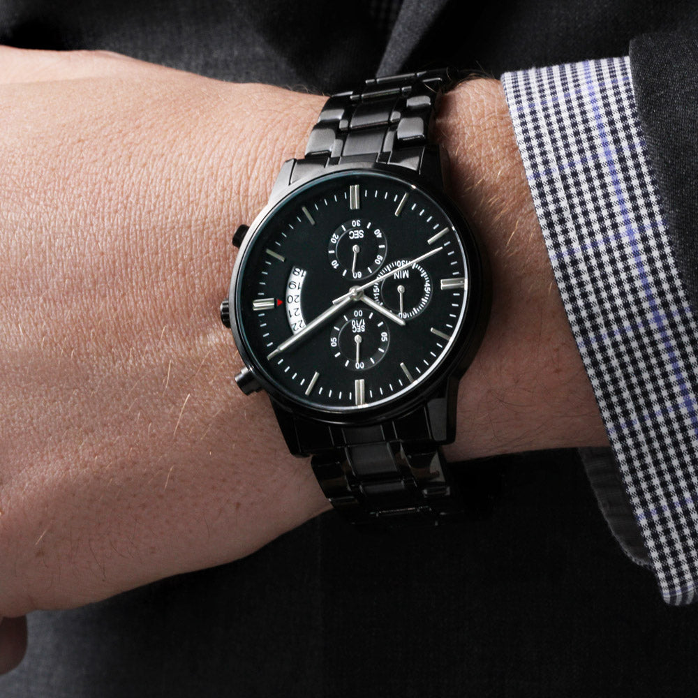 Men's Customized Black Chronograph Watch