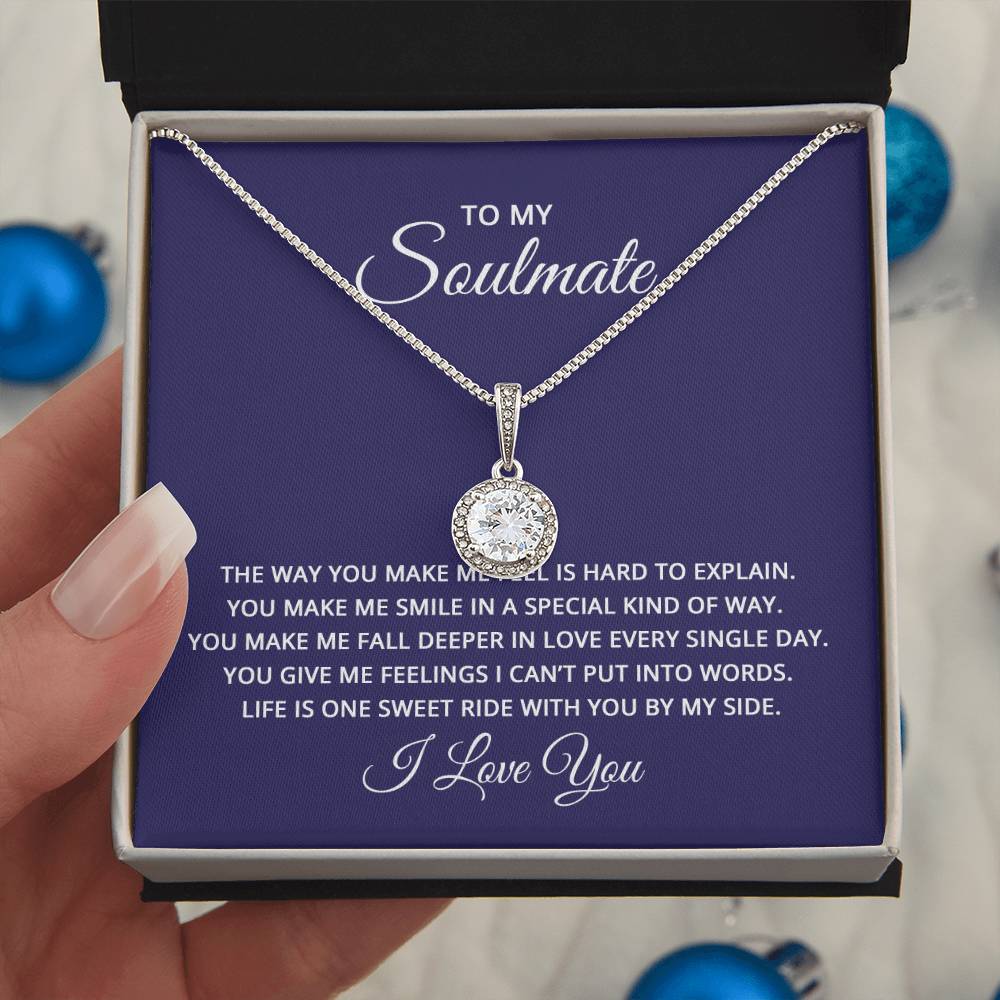 Eternal Hope Necklace-with-Message Card for Wife-To My Soulmate-the way you make me feel is hard to explain.......