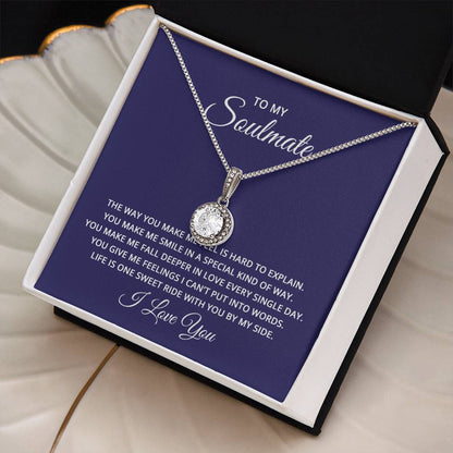 Eternal Hope Necklace-with-Message Card for Wife-To My Soulmate-the way you make me feel is hard to explain.......